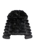 Women's black fur coat with collar FUTDF-0100-99(Z26)