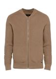 Men's zippered sweater in camel color SWEMT-0164-24(W25)