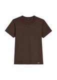 Dark brown cotton women's T-shirt TSHDT-0144-1I(Z26)