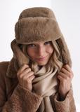 Women's beige earflap CZADF-0042-24(Z24)