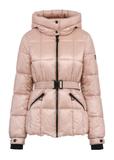 Pink women's quilted jacket with belt KURDT-0539-34(Z24)