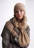 Women's cashmere beige scarf SZADT-0093-81(Z24)