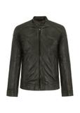 Dark green leather jacket for men KURMS-0301-1285(W23)