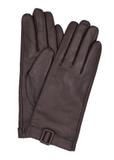 Dark brown women's leather gloves REKDS-0104-1I(Z26)