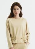 Beige women's ribbed sweatshirt BLZDT-0071-81(W22)