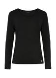 Black ribbed longsleeve blouse for women LSLDT-0044-99(Z24)