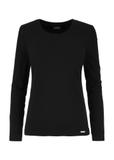 Black ribbed women's longsleeve blouse LSLDT-0043-99(W25)