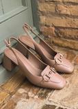 Women's leather pumps with open heel BUTYD-1172-81(W25)
