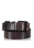 Dark brown leather men's belt PASMS-0241-89(Z24)