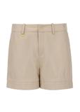 Women's beige leather shorts SPODS-0007-1321(W23)