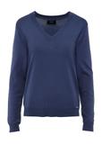 Blue women's V-neck sweater SWEDT-0201-61(W25)