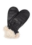 Women's black leather gloves REKDS-0072-98(Z24)