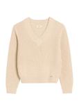 Beige V-neck women's sweater SWEDT-0162-80(Z25)