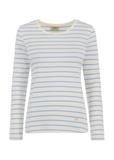 Women's cream blouse with blue stripes LSLDT-0025-61(W23)