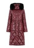 Women's long maroon quilted jacket KURDT-0481-49(Z23)