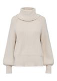 Beige women's turtleneck sweater SWEDT-0208-80(Z24)