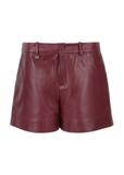 Women's burgundy leather shorts SPODS-0007-1337(Z23)