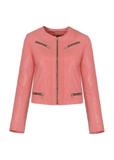 Pink leather jacket for women with zippers KURDS-0419-1309(W23)