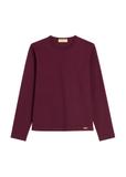 Women's burgundy cotton longsleeve LSLDT-0052-4D(Z26)