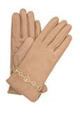 Women's leather gloves with chain REKDS-0101-81(Z25)