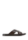 Dark brown leather men's flip-flops BUTYM-0536-1I(W26)