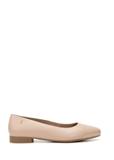 Women's beige leather ballerina flats BUTYD-1245-1B(W26)