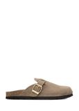 Women's suede flip-flops in cool beige BUTYD-1267-1K(W26)