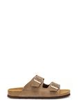 Dark beige leather men's flip-flops BUTYM-0495-82(W25)