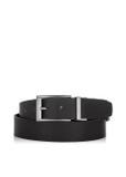 Double-sided black leather men's belt PASMS-0167A-99(W23)