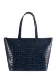 Women's navy blue leather shopper bag TORES-0939F-7D(W26)
