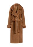 Long woolen fur coat in camel color FUTDW-0019A-24(Z25)