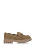 Women's suede loafers in dark beige BUTYD-1014-82(Z24)