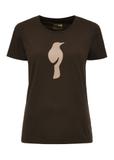 Brown women's t-shirt with a logo TSHDT-0133-90(Z24)