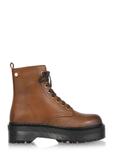 Brown leather lace-up women's ankle boots BUTYD-0930A-89(Z24)