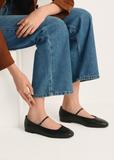 Black leather women's ballet flats BUTYD-1205-99(Z25)