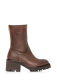 Brown insulated leather women's ankle boots BUTYD-1133-89(Z24)