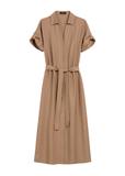 Camel long dress with short sleeves SUKDT-0180A-1D(W26)