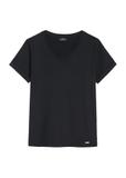 Black V-neck T-shirt for women TSHDT-0118A-99(Z25)