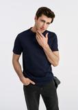 Navy blue men's cotton T-shirt TSHMT-0119-69(W25)