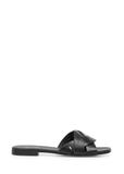 Women's leather flip-flops in black BUTYD-1159-99(W25)