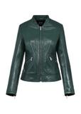 Green women's leather jacket KURDS-0492-2778(Z24)