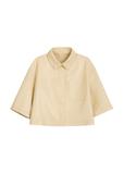 Short light yellow leather women's shirt KOSDS-0005-2A(W26)