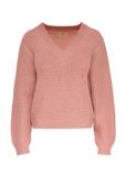 Women's pink V-neck sweater SWEDT-0162-32(Z24)