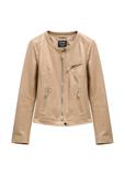 Beige women's leather jacket KURDS-0154L-1B(W26)