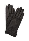 Women's dark brown leather gloves REKDS-0001-90(Z23)