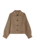 Short brown women's wool coat PLADT-0067-1K(Z26)