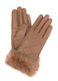 Women's leather gloves with rabbit fur REKDS-0071A-81(Z25)