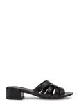 Women's leather mules with a block heel BUTYD-1265-99(W26)
