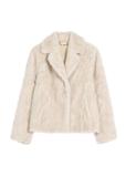 Beige short women's fur coat FUTDP-0058-1A(Z26)