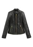 Black women's leather jacket KURDS-0602-99(W26)